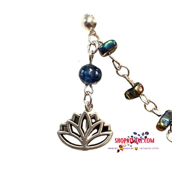 Lotus Flower CBR Hematite Beaded Earring - Picture 2 of 5